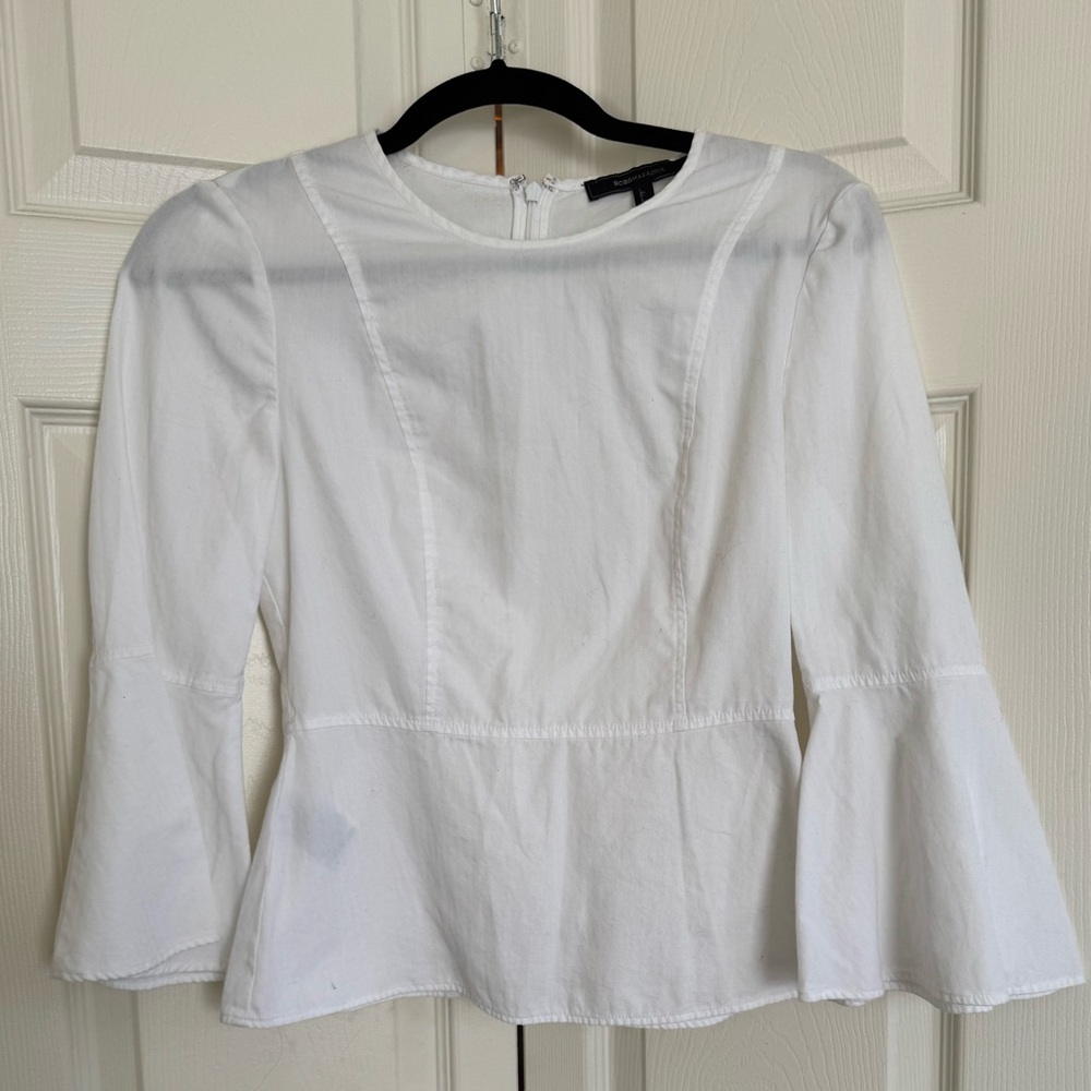 BCBG Max Azria peplum top. Size XS. White
